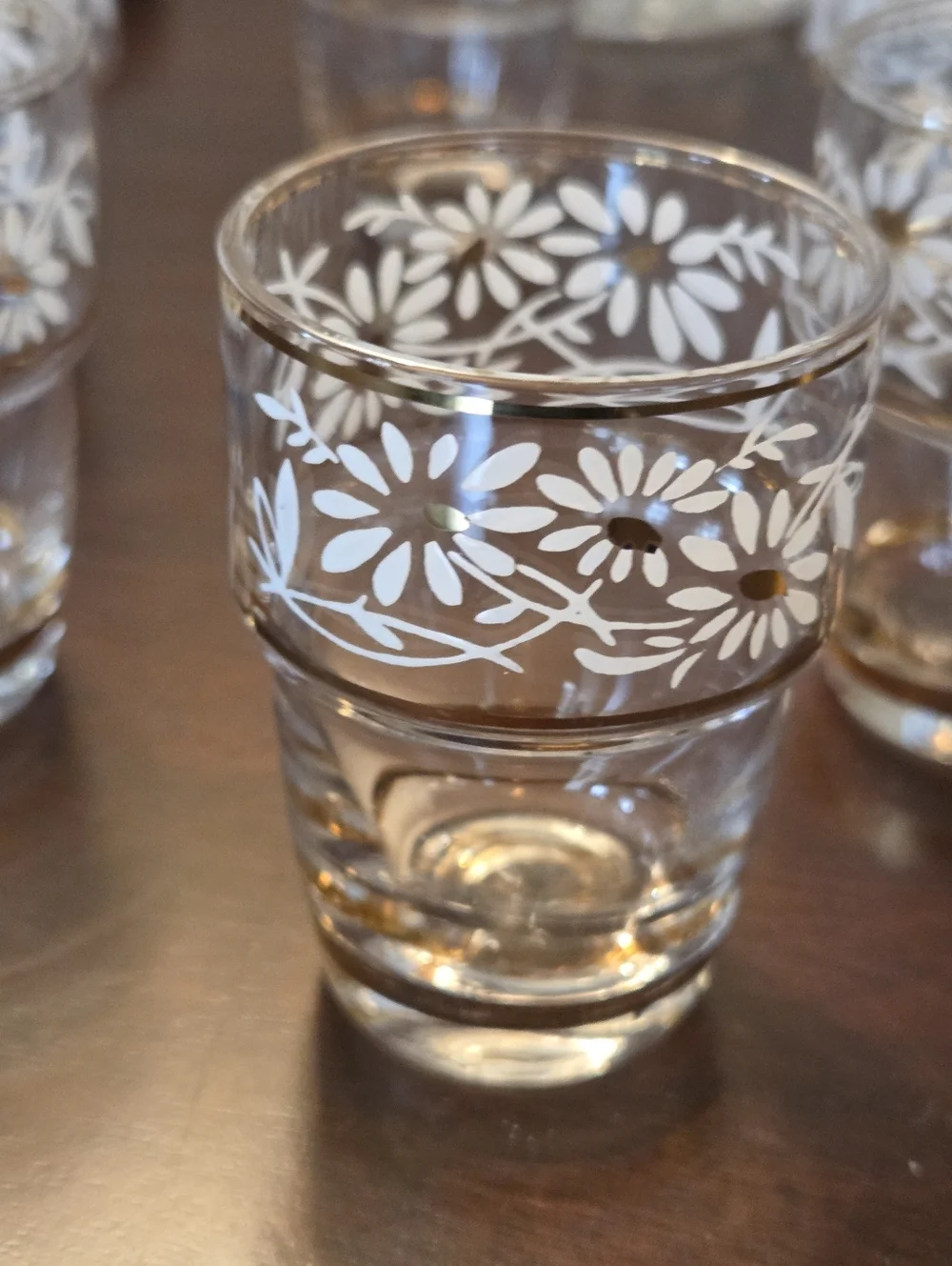 Mid Century Tchecover Of Belgium Daisy Stackable Cordial Glasses
